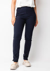Robell Rose Slim Leg Trousers, Navy