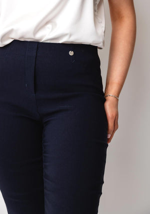 Robell Rose Slim Leg Trousers, Navy