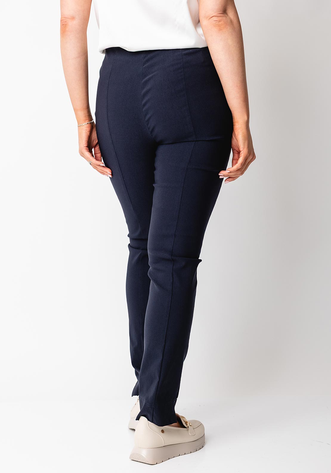 Robell Rose Slim Leg Trousers, Navy