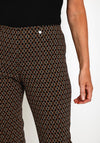 Robell Bella Full Length Slim Leg Print Trouser, Brown