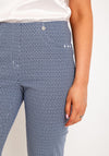 Robell Bella 09 Pattern Ankle Grazer Trousers, Navy & White