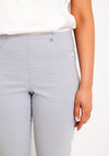 Robell Bella 09 Pattern Ankle Grazer Trousers, Grey & White