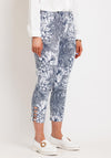 Robell Lena 09 Slim Fit Stretch Ankle Grazer Print Trousers, Navy
