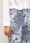 Robell Lena 09 Slim Fit Stretch Ankle Grazer Print Trousers, Navy