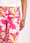 Robell Lena 09 Slim Fit Stretch Ankle Grazer Print Trousers, Pink