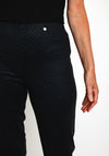 Robell Bella Full Length Slim Leg Print Trouser, Black