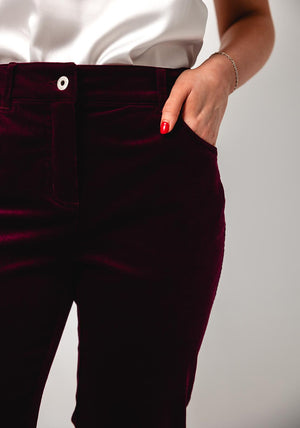 Robell Elena Corduroy Straight Leg Trousers, Wine