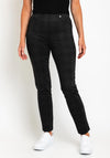 Robell Rose Full Length Checked Print Trousers, Charcoal Grey