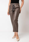 Robell Kati 09 Faux Leather Drawstring Waist Slim Fit Trouser, Brown