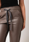 Robell Kati 09 Faux Leather Drawstring Waist Slim Fit Trouser, Brown