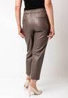 Robell Kati 09 Faux Leather Drawstring Waist Slim Fit Trouser, Brown