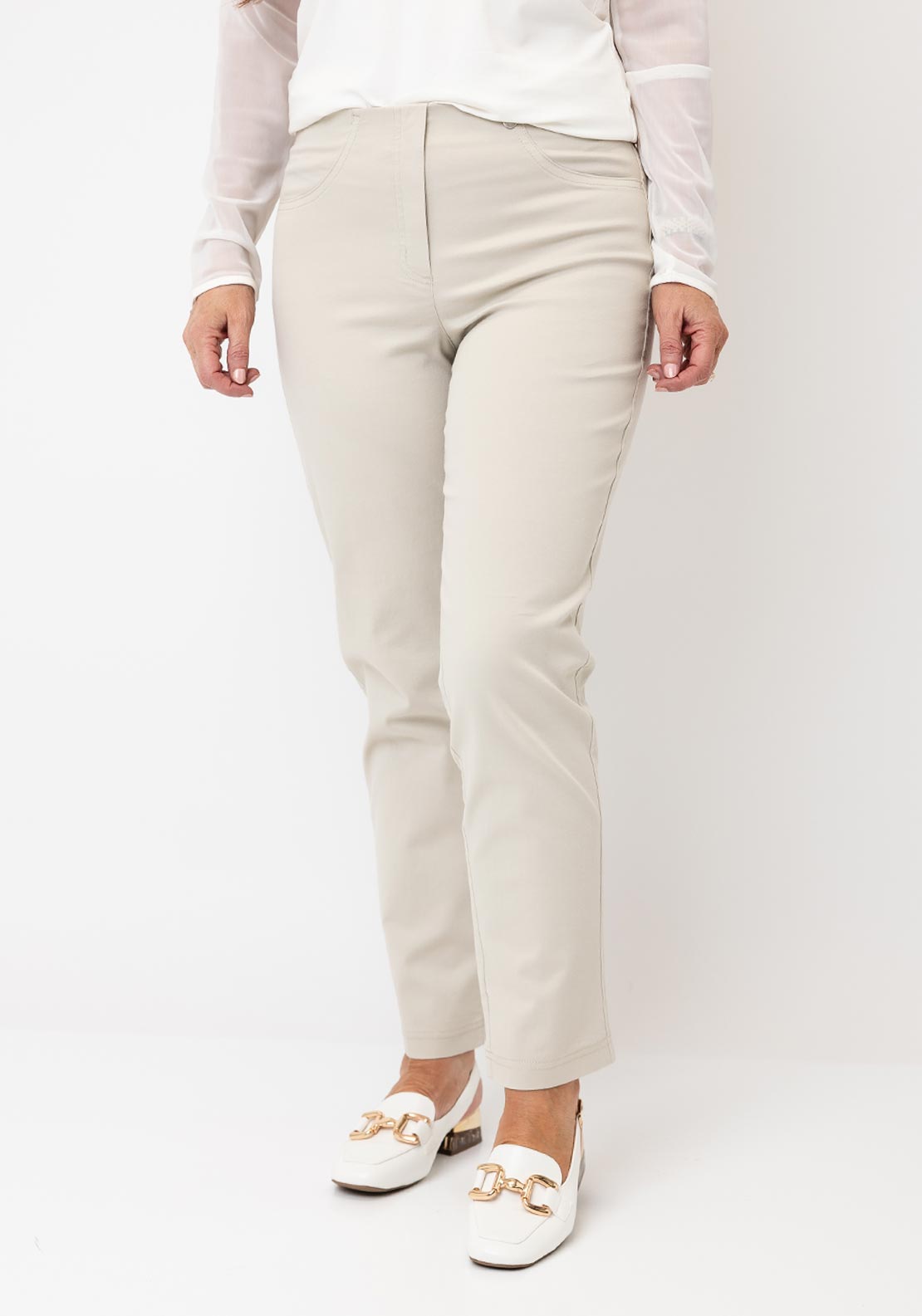 Robell Bella 09 Pull On Jeans, Stone
