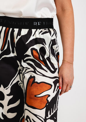Robell Melly Printed Wide Leg Trousers, Black