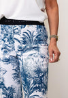 Robell Leaf Print Flare Leg Trousers, Blue