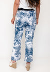 Robell Leaf Print Flare Leg Trousers, Blue