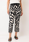 Robell Joella 09 Animal Print Kick Flare Trousers, Black and Beige