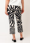 Robell Joella 09 Animal Print Kick Flare Trousers, Black and Beige