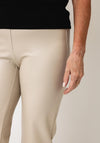 Robell Joella Faux Leather Cropped Flare Trousers, Light Beige