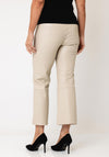 Robell Joella Faux Leather Cropped Flare Trousers, Light Beige