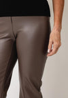 Robell Joella Faux Leather Cropped Flare Trousers, Taupe