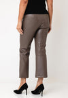 Robell Joella Faux Leather Cropped Flare Trousers, Taupe