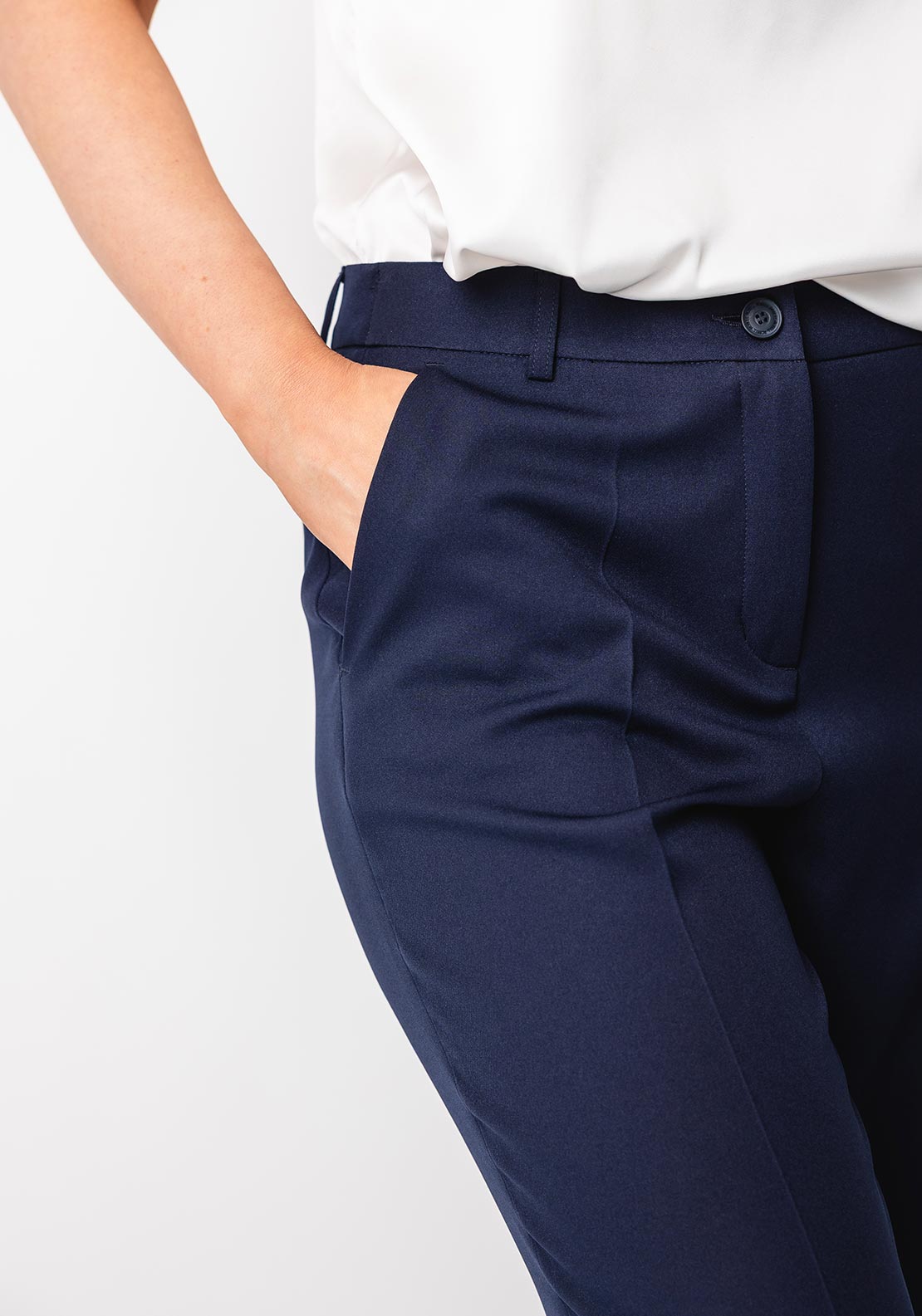 Robell Britt Wide Leg Trousers, Navy