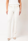 Robell Joella Gold Link Detail Straight Leg Trousers, White