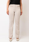 Robell Joella Gold Trim Straight Leg Trousers, Beige