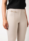 Robell Joella Gold Trim Straight Leg Trousers, Beige