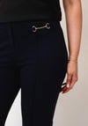 Robell Joella Gold Trim Straight Leg Trousers, Navy