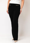 Robell Joella Gold Link Detail Straight Leg Trousers, Black