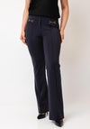 Robell Joella Gold Trim Straight Leg Trousers, Charcoal Grey