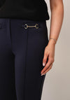 Robell Joella Gold Trim Straight Leg Trousers, Charcoal Grey