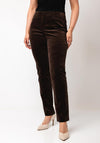 Robell Jacklyn Velvet Straight Leg Trousers, Brown