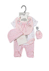 Rock A Bye Baby Girl Floral 5 Piece Set, Pink