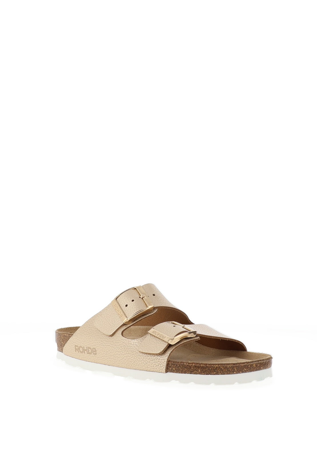 Rohde Wide Fit Metallic Leather Double Strap Mule Sandals, Gold