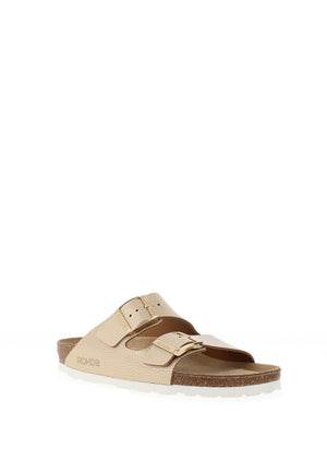 Rohde Wide Fit Metallic Leather Double Strap Mule Sandals, Gold