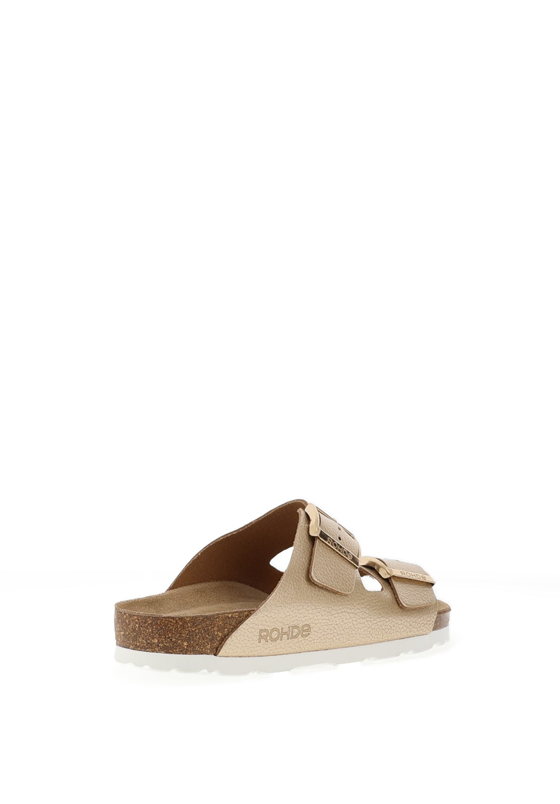 Rohde Wide Fit Metallic Leather Double Strap Mule Sandals, Gold
