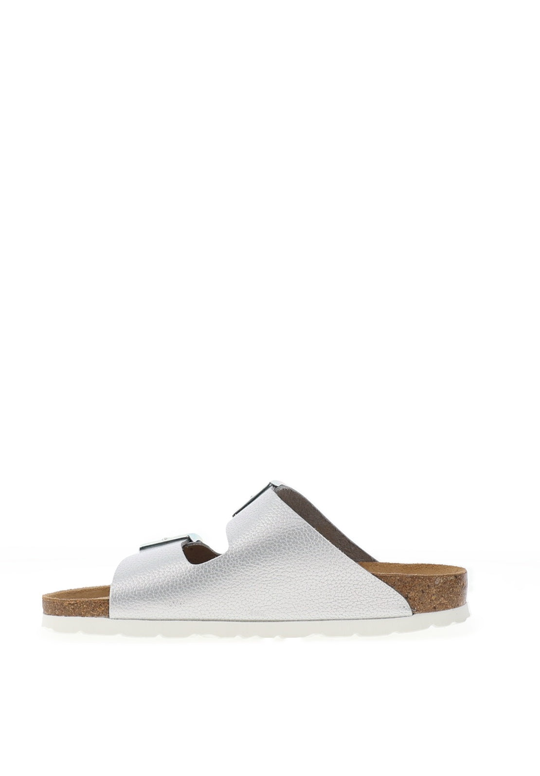 Rohde Wide Fit Metallic Leather Double Strap Mule Sandals, Silver