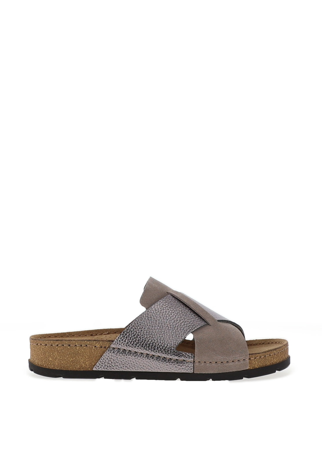 Rohde Womens Leather Shimmer Criss Cross Mule, Earth