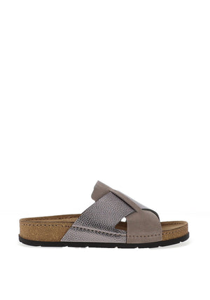 Rohde Womens Leather Shimmer Criss Cross Mule, Earth