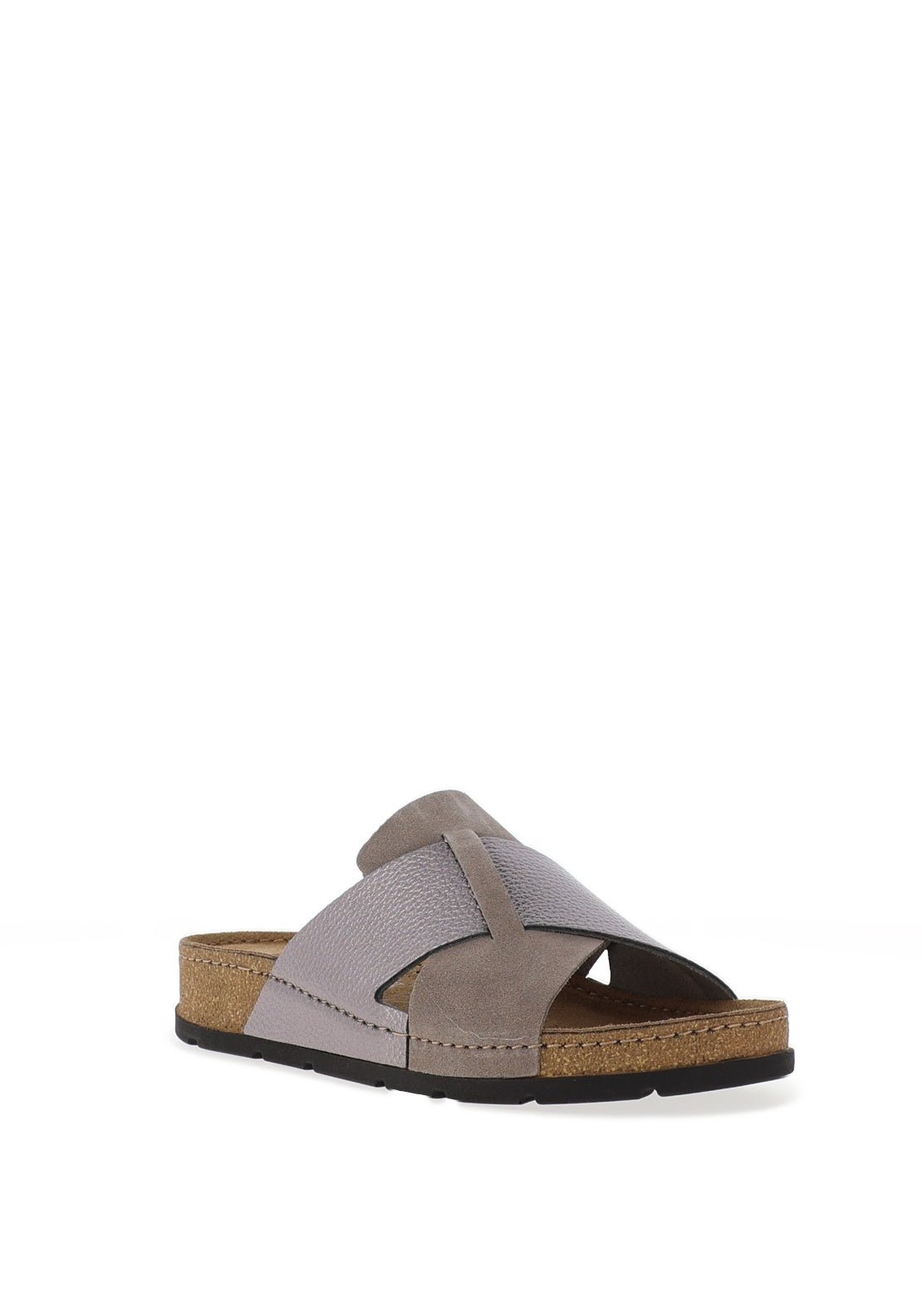 Rohde Womens Leather Shimmer Criss Cross Mule, Earth