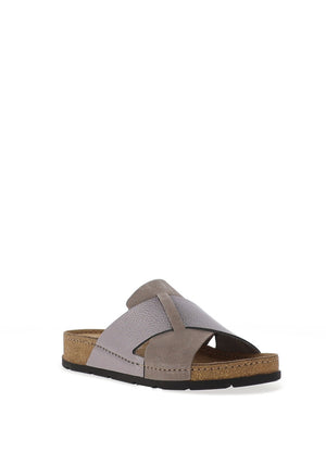 Rohde Womens Leather Shimmer Criss Cross Mule, Earth