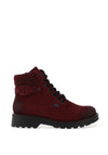 Rieker Womens Knit Laced Military Boots, Wine