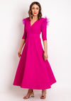 Role Mode Alena Feather Trim Shoulder Maxi Dress, Fuchsia