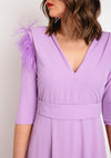 Role Mode Alena Feather Trim Shoulder Maxi Dress, Lilac