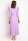Role Mode Alena Feather Trim Shoulder Maxi Dress, Lilac