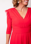 Role Mode Anyu Feather Detail A-Line Dress, Red