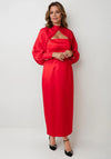 Role Mode Lares Cape Detail Feather Dress, Red