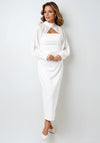 Role Mode Lares Cape Detail Feather Dress, White